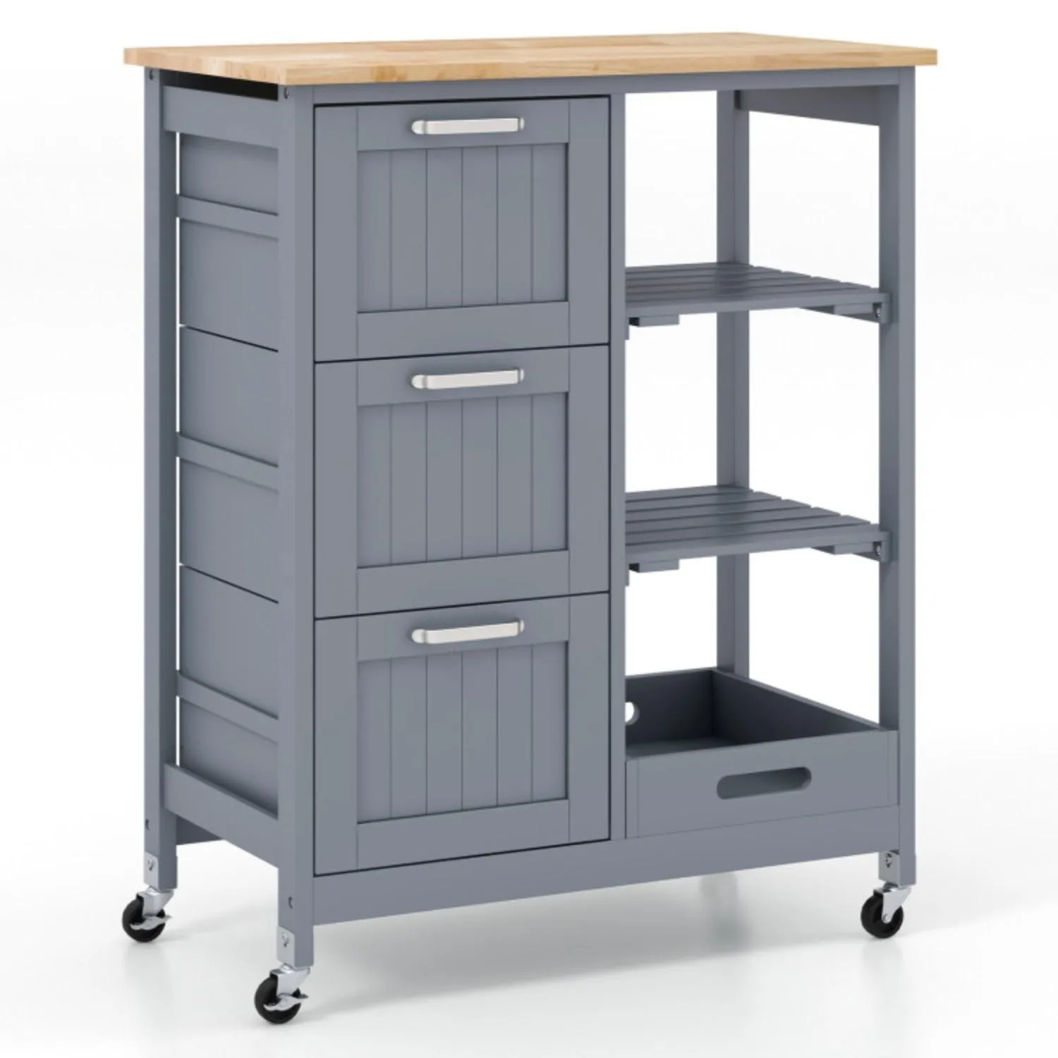 Hivvago Rolling Kitchen Island Utility Storage Cart with 3 Large Drawers