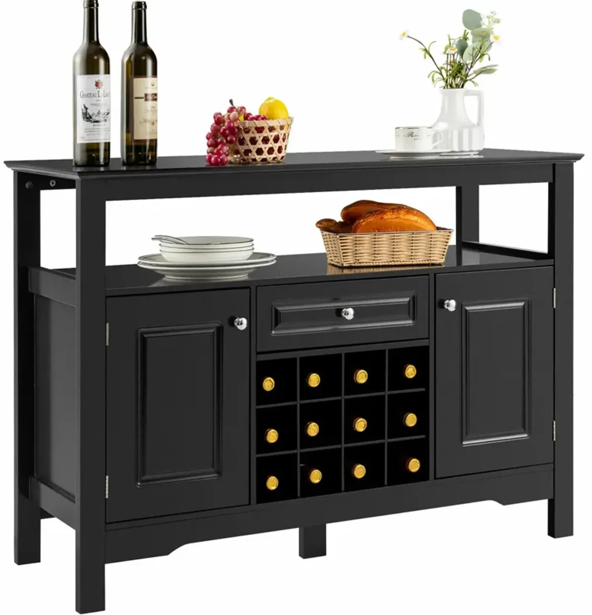 Elegant Classical Multifunctional Wooden Wine Cabinet Table