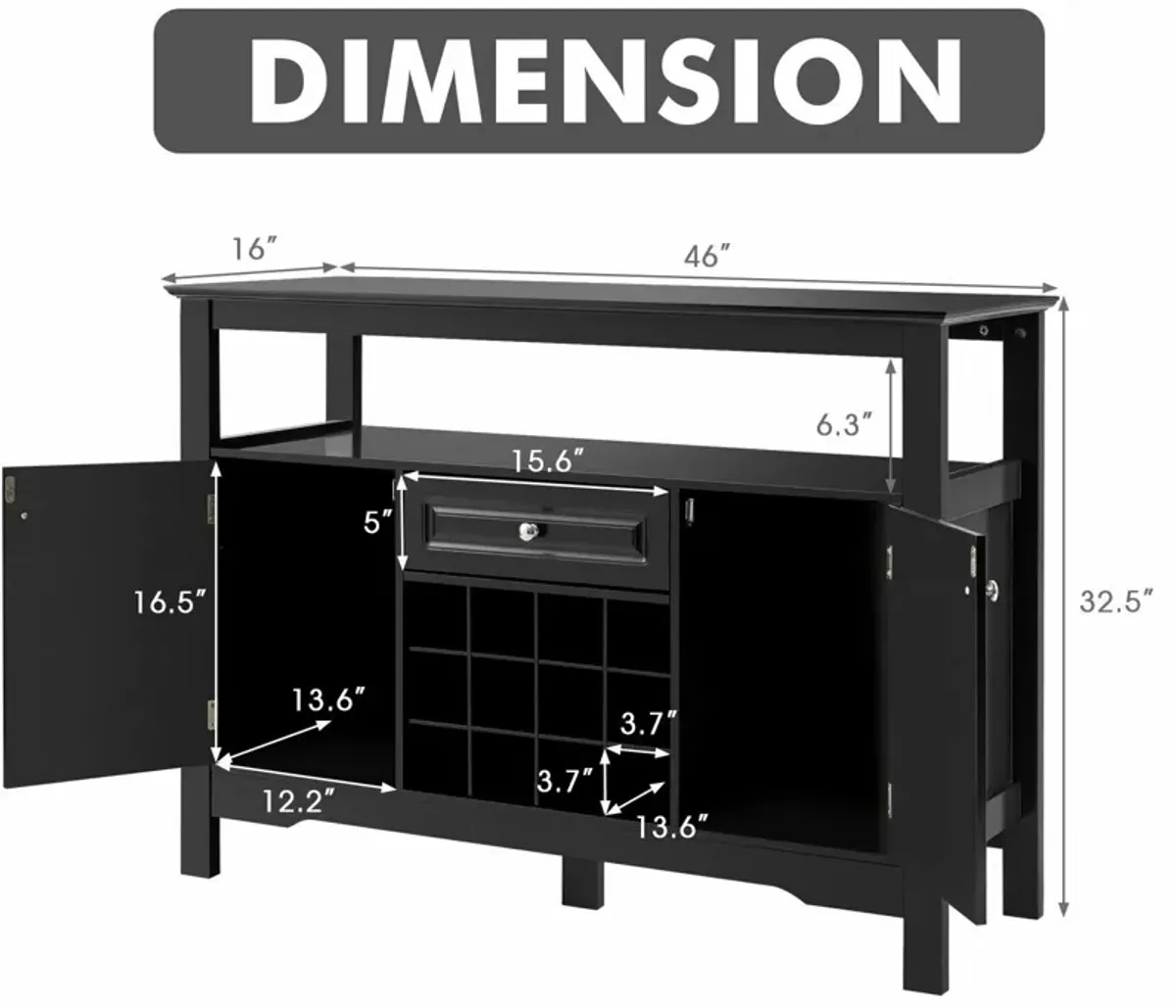 Elegant Classical Multifunctional Wooden Wine Cabinet Table