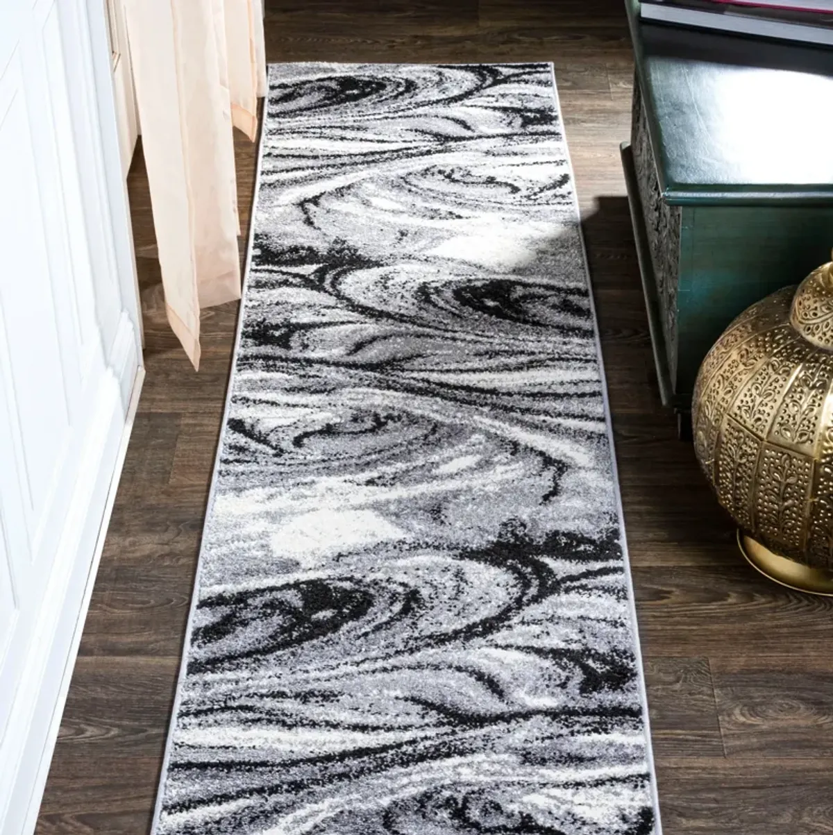 Viscon Abstract Marble Contemporary Area Rug