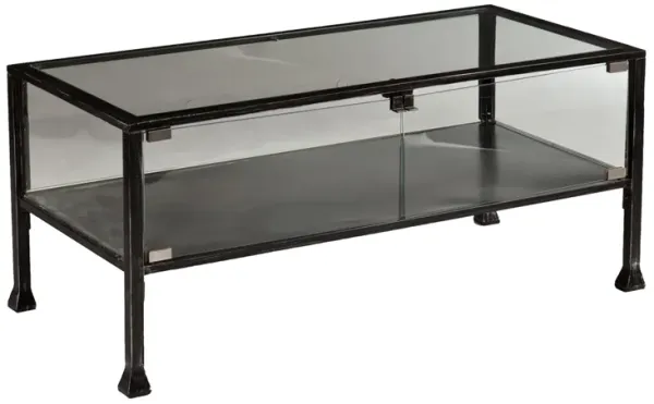 Hivvago 43 Inch Black Glass And Metal Rectangular Coffee Table