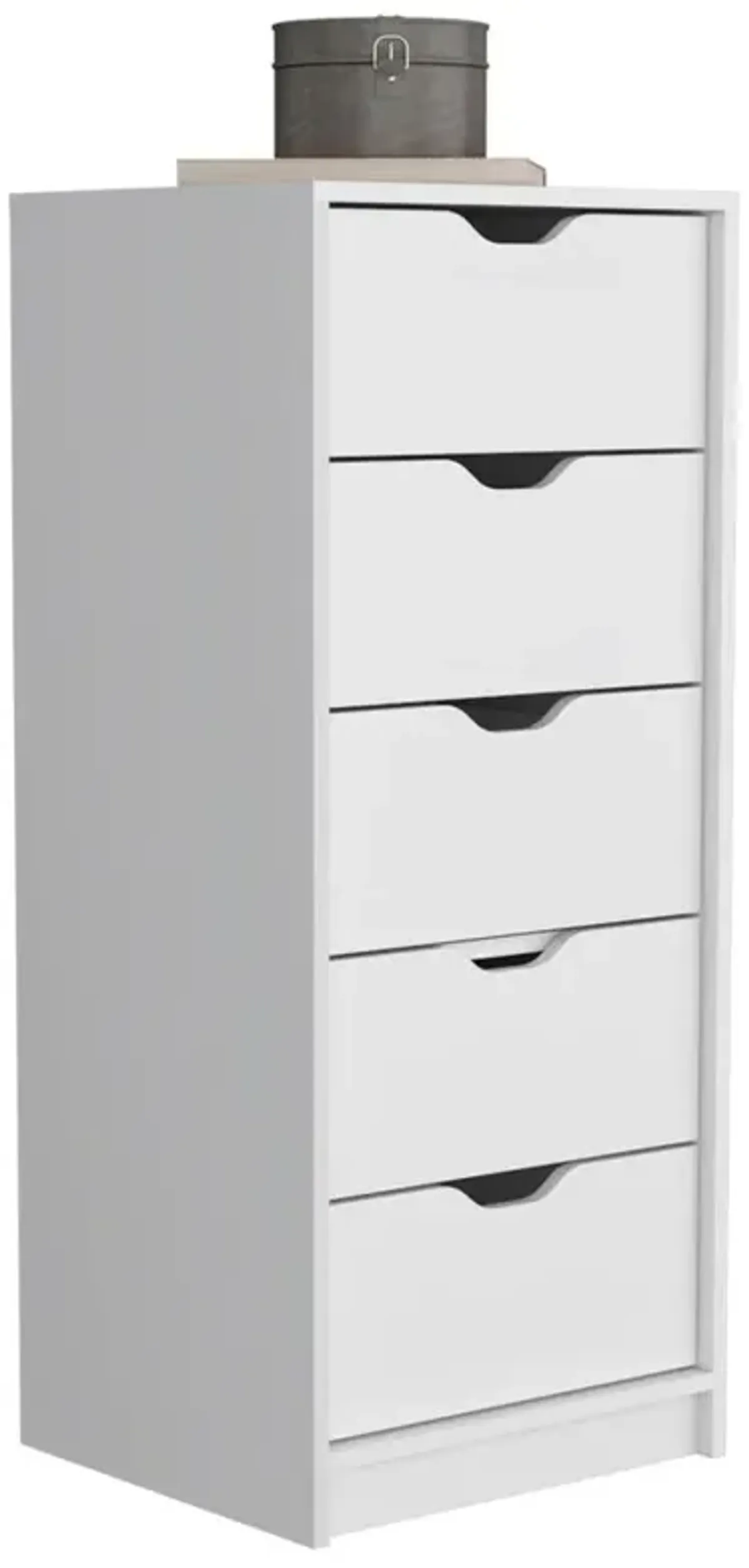 DEPOT E-SHOP Houma 5 Drawers Narrow Dresser, Slim Storage Chest of Drawers, White