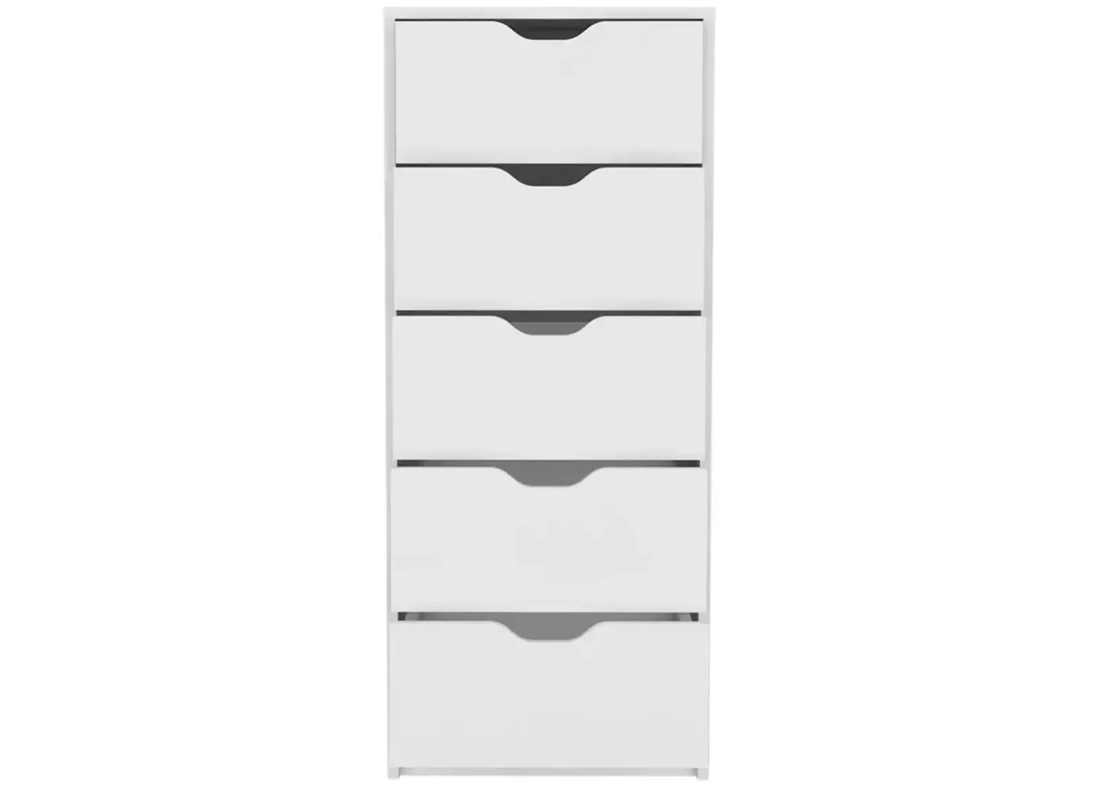 DEPOT E-SHOP Houma 5 Drawers Narrow Dresser, Slim Storage Chest of Drawers, White