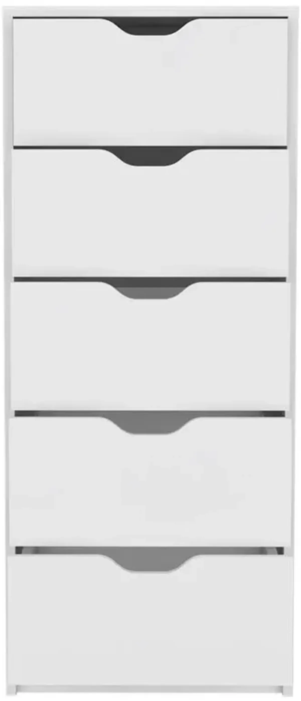 DEPOT E-SHOP Houma 5 Drawers Narrow Dresser, Slim Storage Chest of Drawers, White