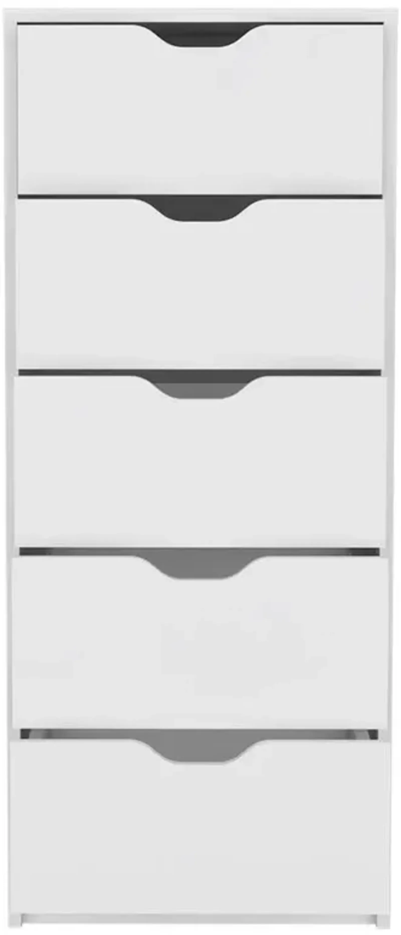 DEPOT E-SHOP Houma 5 Drawers Narrow Dresser, Slim Storage Chest of Drawers, White