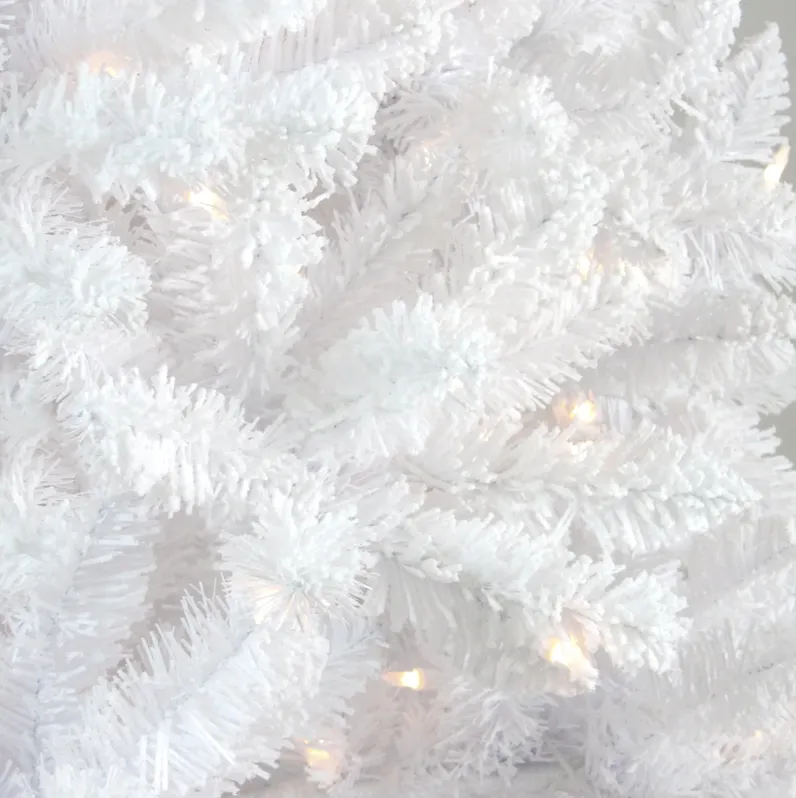 6' Pre-Lit Medium Flocked White Pine Artificial Christmas Tree - Clear Lights