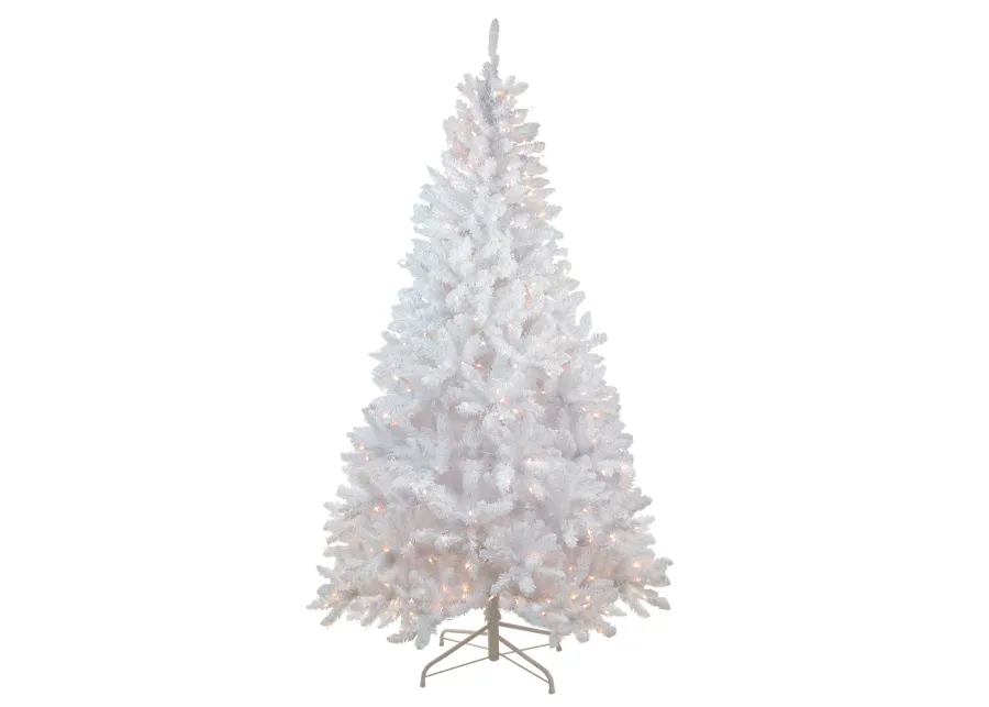 6' Pre-Lit Medium Flocked White Pine Artificial Christmas Tree - Clear Lights