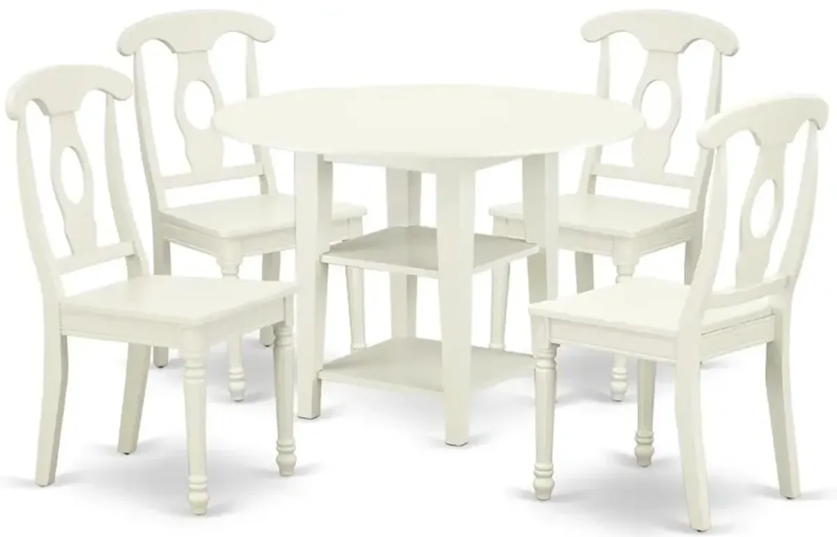 Dining Room Set Linen White, SUKE5-LWH-W