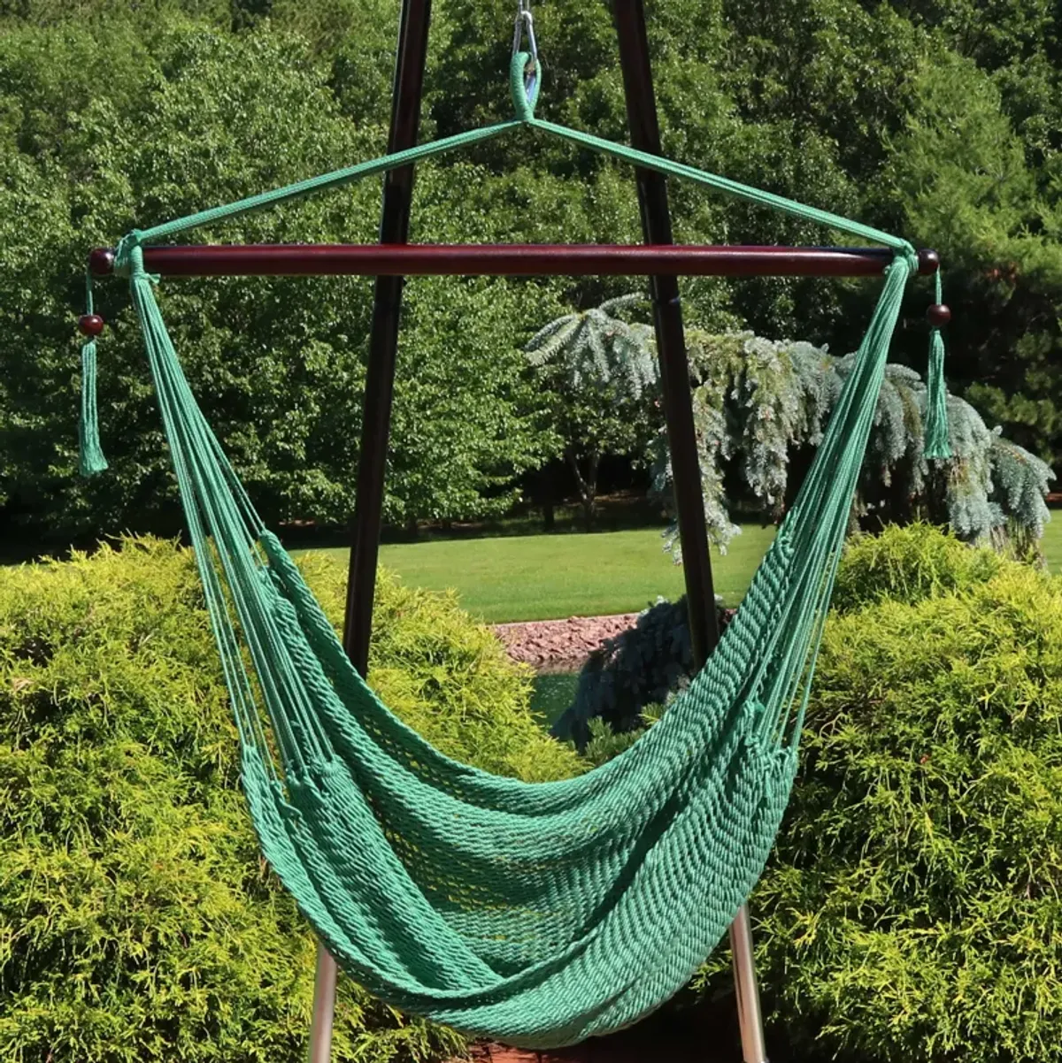 Sunnydaze Extra Large Polyester Rope Hammock Chair and Spreader Bar