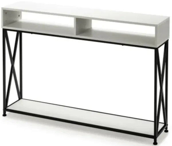 Hivvago Console Table with Open Shelf and Storage Compartments Steel Frame