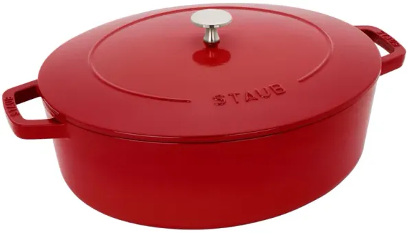 Staub Cast Iron 6.25-qt Shallow Oval Dutch Oven - Cherry