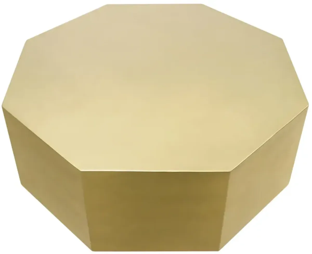 Pasargad Home Byzantine Octagon Shape Coffee Table, Brass