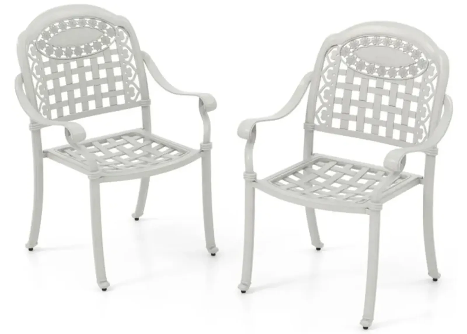 Hivvago Set of 2 Cast Aluminum Patio Chairs with Armrests