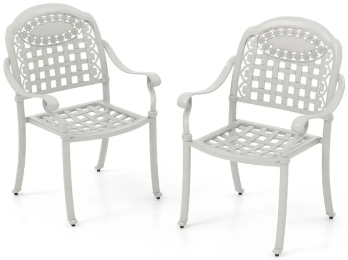 Hivvago Set of 2 Cast Aluminum Patio Chairs with Armrests