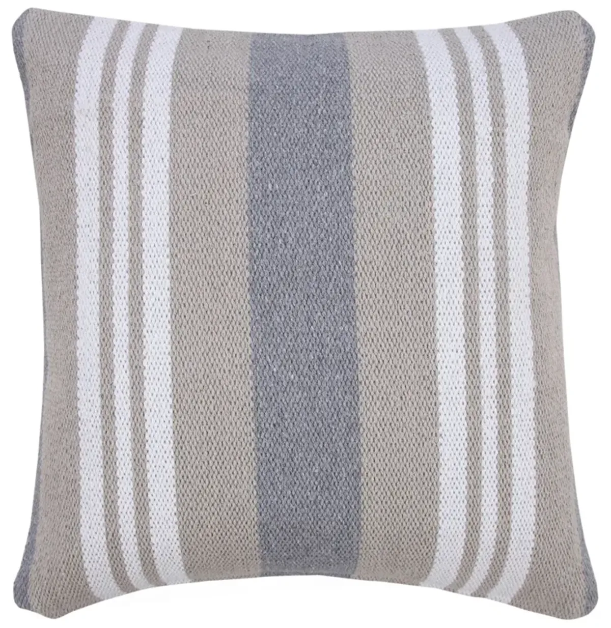 20" Gray and Beige Double Striped Square Throw Pillow