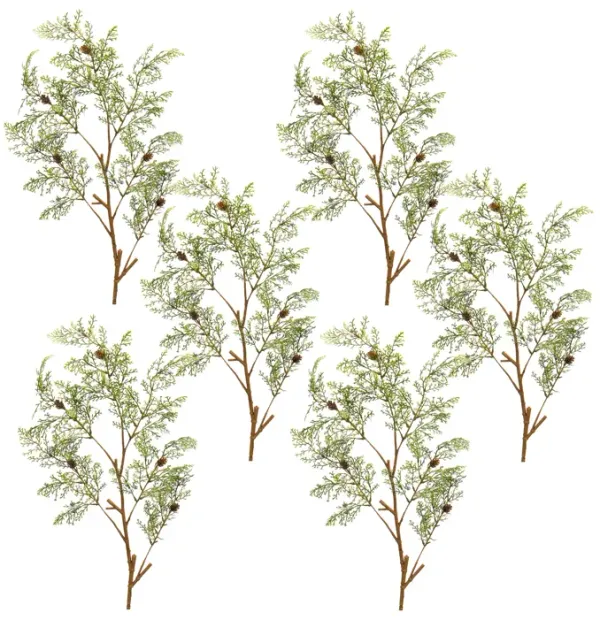 Cedar Artificial Spray for Seasonal and Holiday Décor (Set of 6)
