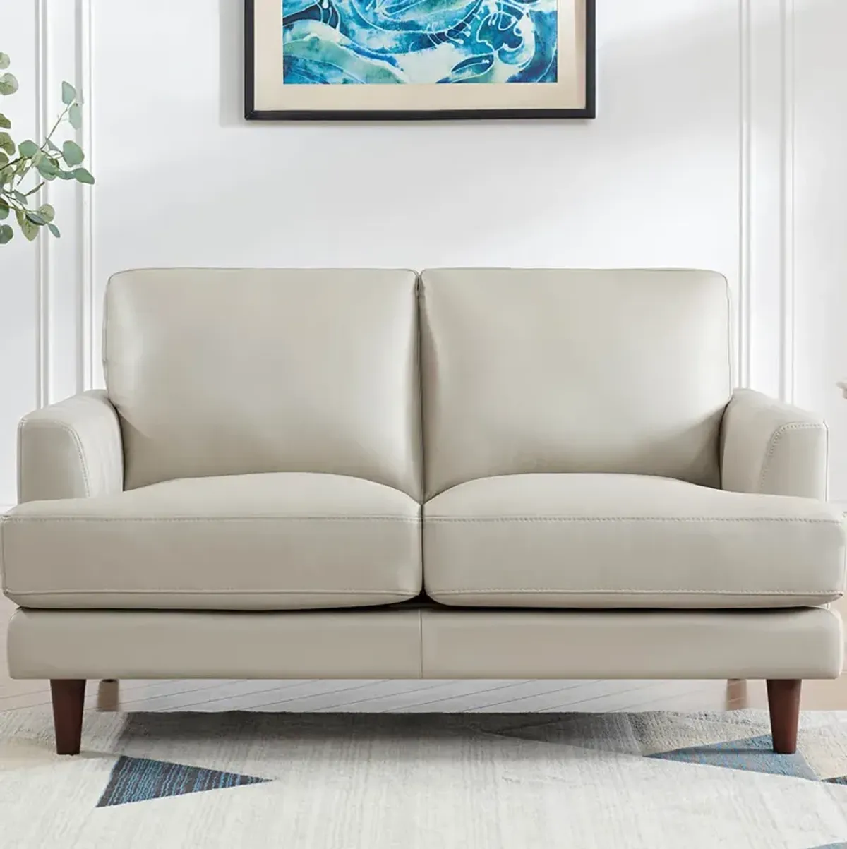 Cassia Top Grain Leather Loveseat