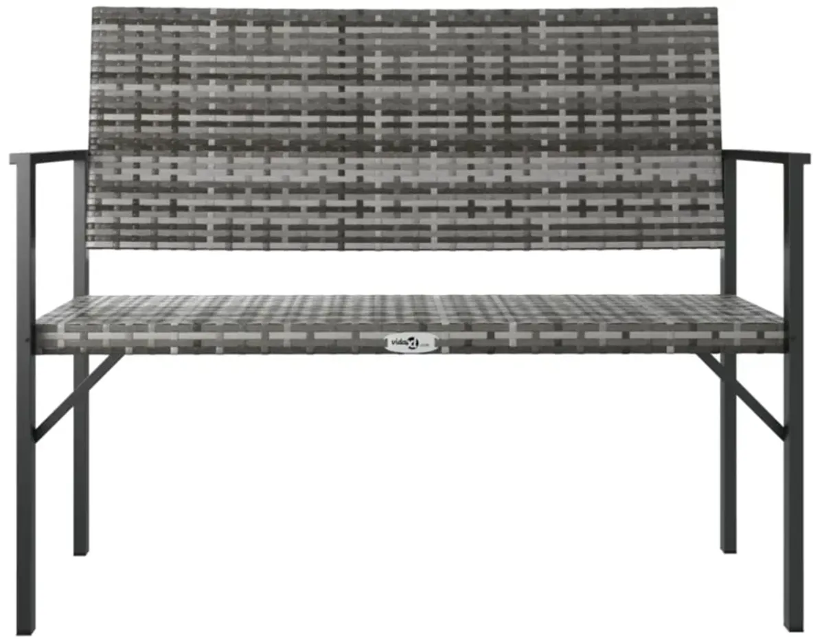 vidaXL 2-Seater Patio Bench Gray Poly Rattan