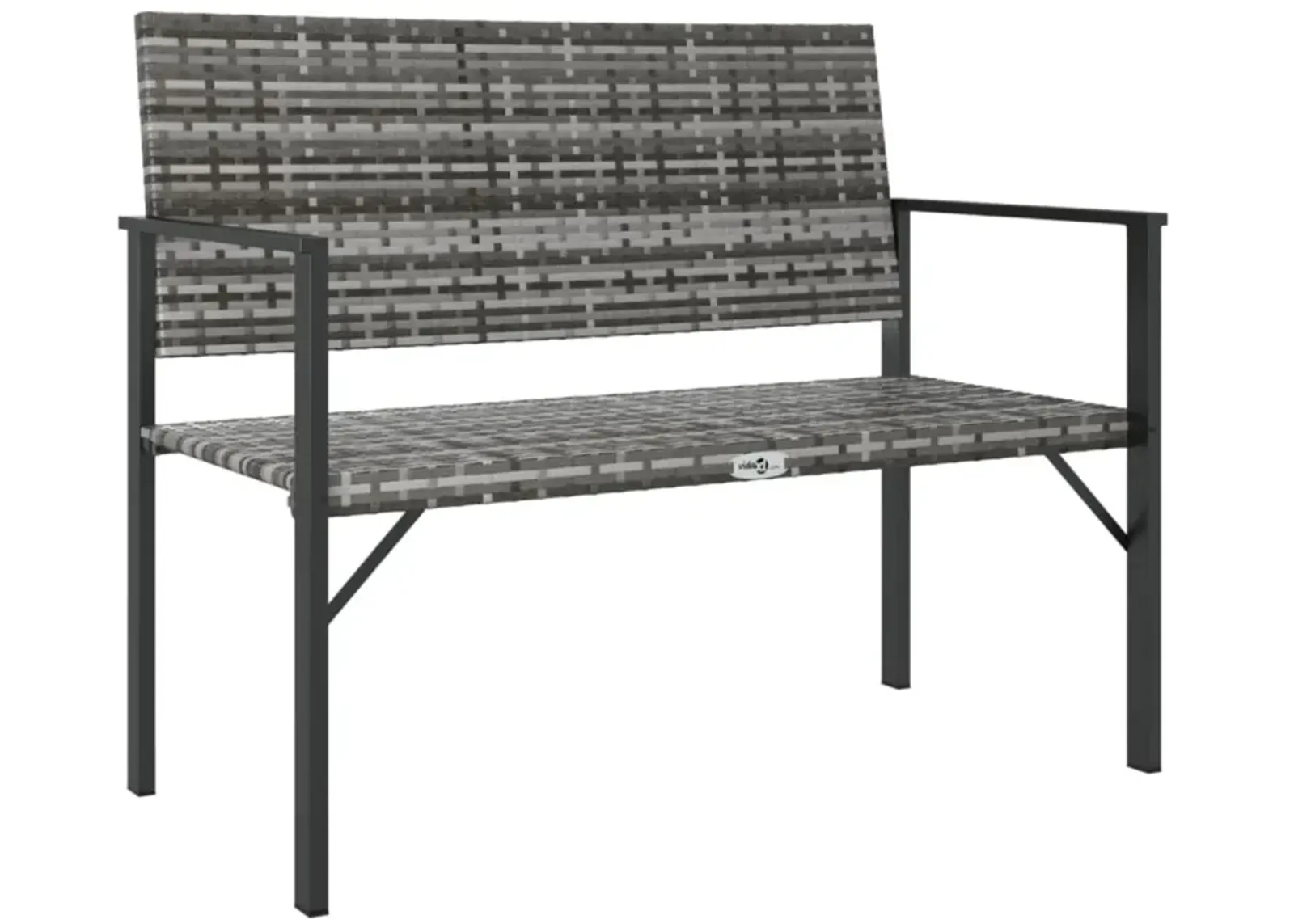 vidaXL 2-Seater Patio Bench Gray Poly Rattan