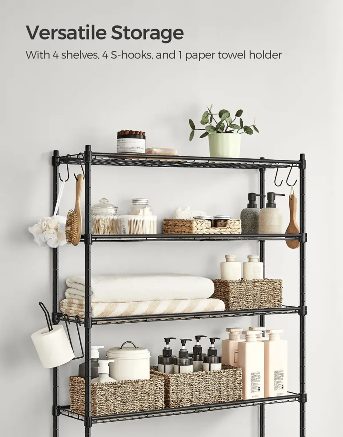 4-Tier Metal Over-the-Toilet Storage Shelf