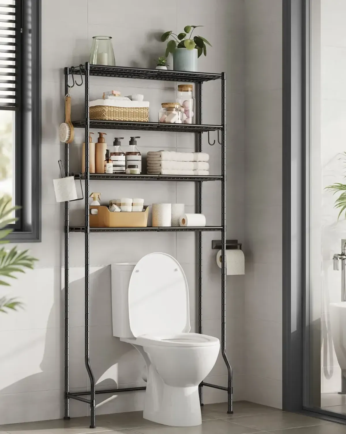 4-Tier Metal Over-the-Toilet Storage Shelf