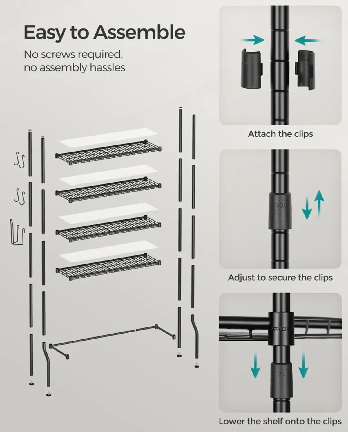 4-Tier Metal Over-the-Toilet Storage Shelf