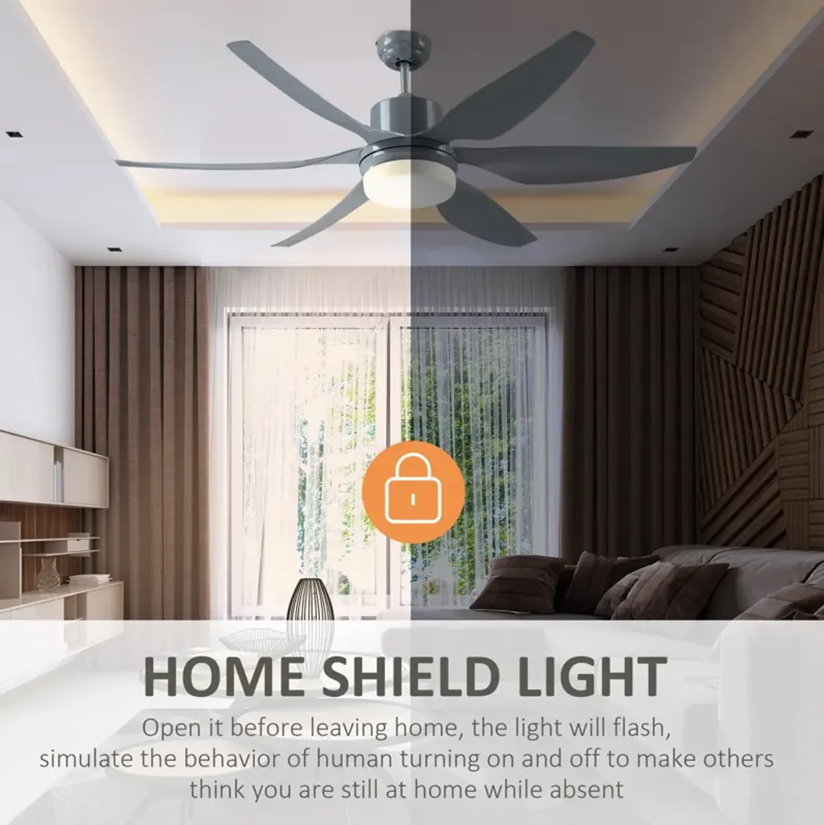 Grey Ceiling Illumination: 52" Fan with LED Light and Remote