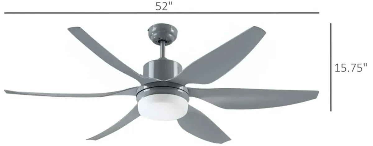 Grey Ceiling Illumination: 52" Fan with LED Light and Remote