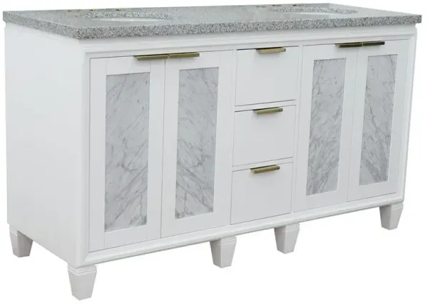 BELLATERRA HOME LLC 61 Double sink vanity in White finish with Gray granite and oval sink