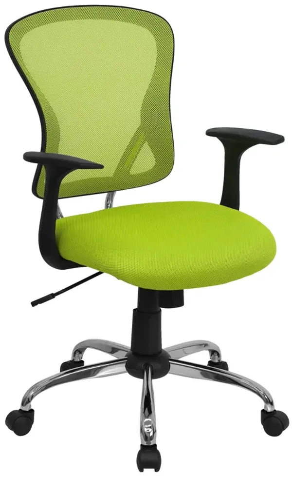 Alfred Mid-Back Blue Mesh Swivel Task Office Chair with Chrome Base and Arms