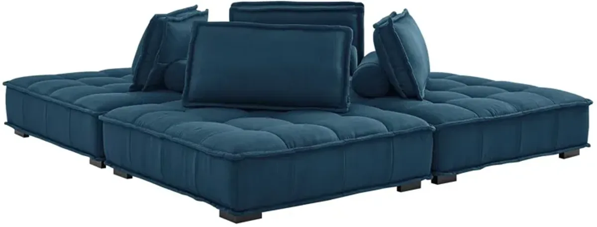 Saunter Tufted Fabric 4-Piece Sectional Sofa Blue