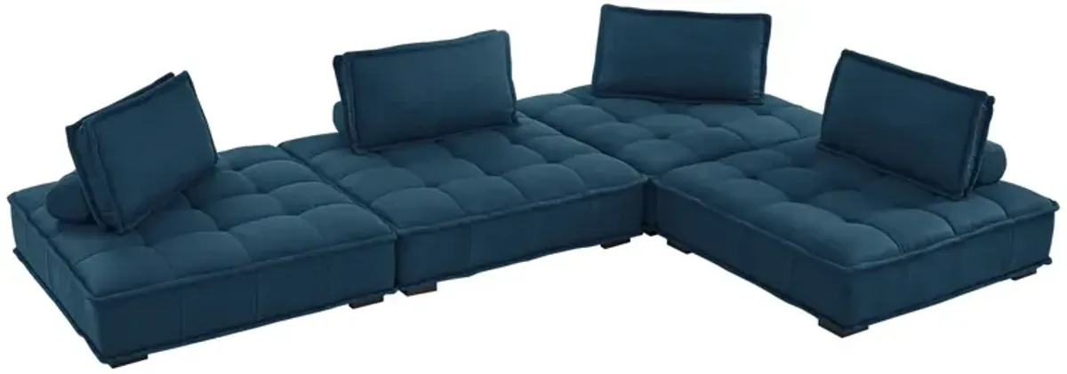 Saunter Tufted Fabric 4-Piece Sectional Sofa Blue