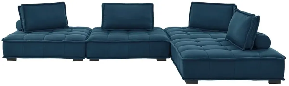 Saunter Tufted Fabric 4-Piece Sectional Sofa Blue