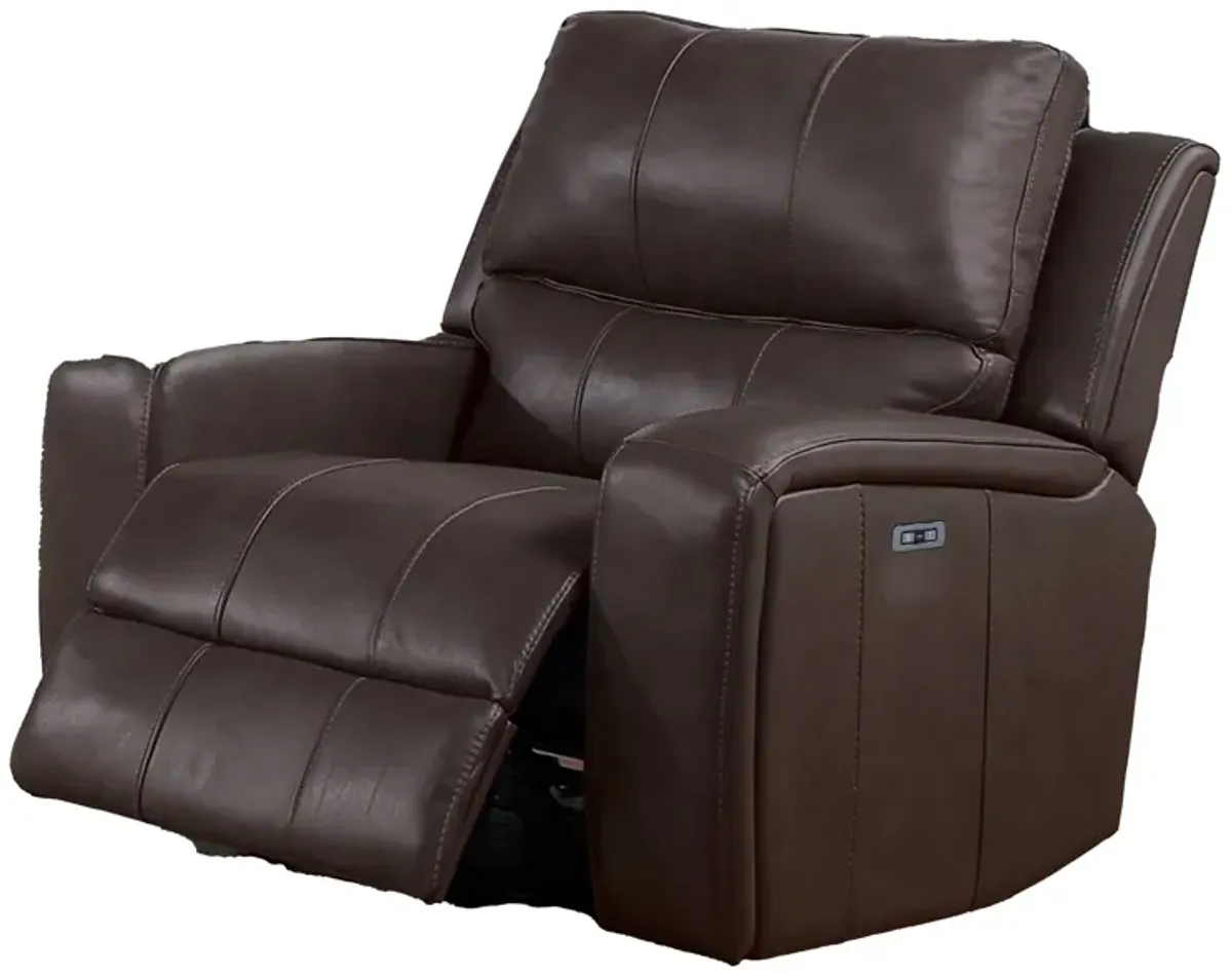 Elle 37 Inch Glider Chair, Manual Recliner, Cushioned, Brown Faux Leather - Benzara