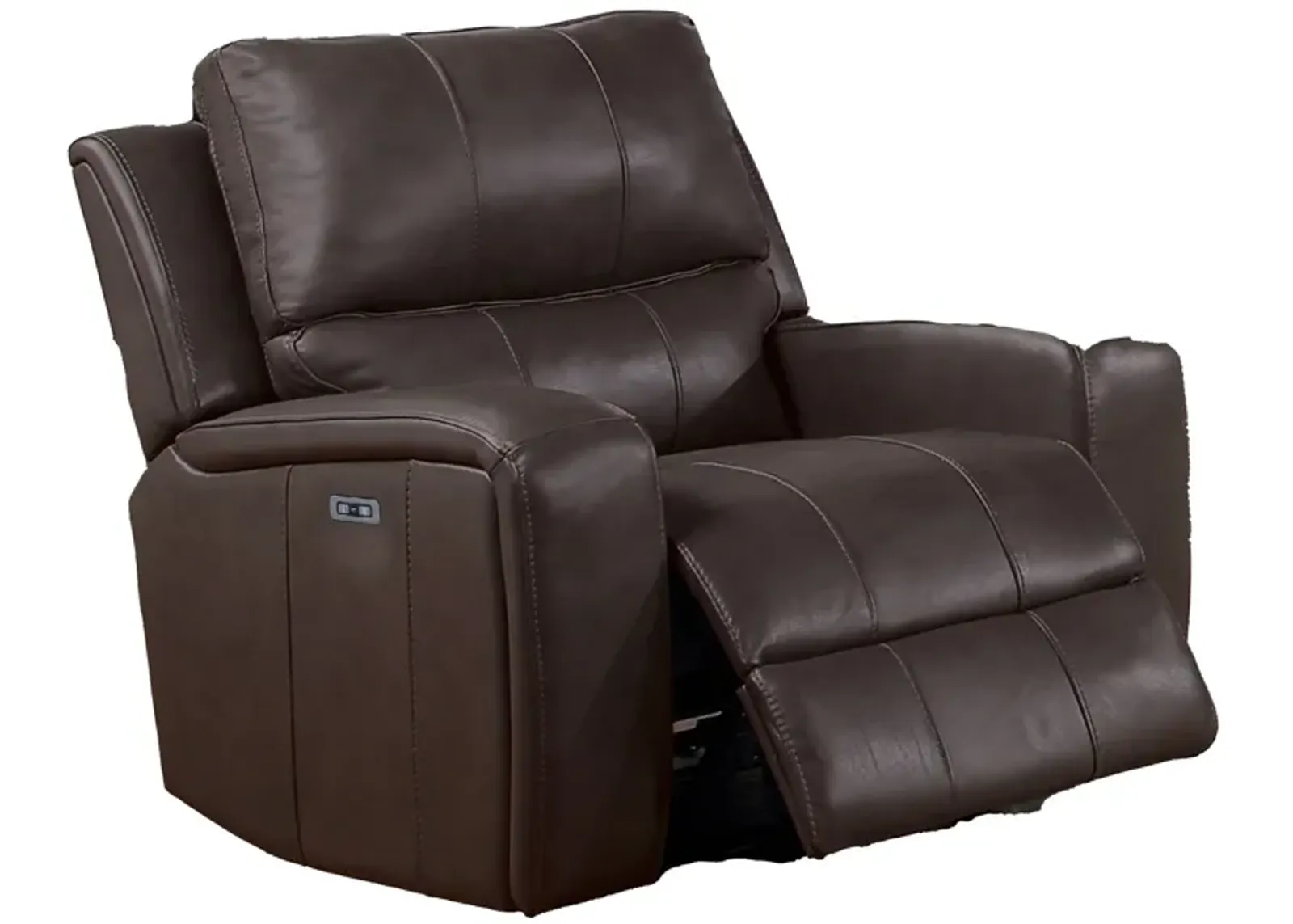 Elle 37 Inch Glider Chair, Manual Recliner, Cushioned, Brown Faux Leather - Benzara