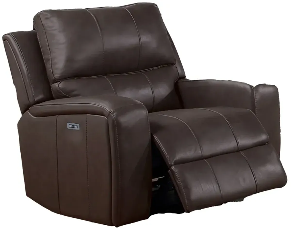 Elle 37 Inch Glider Chair, Manual Recliner, Cushioned, Brown Faux Leather - Benzara