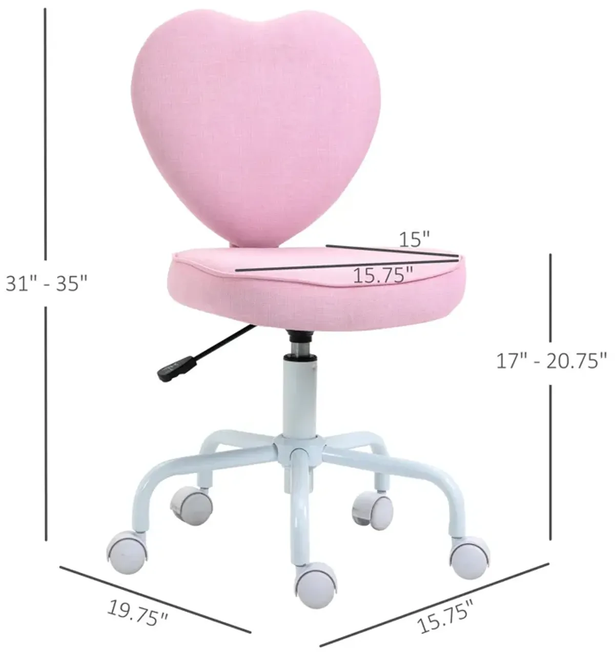 Love-Shaped Office Chair: Swivel Linen Fabric Seat for Girls/Women