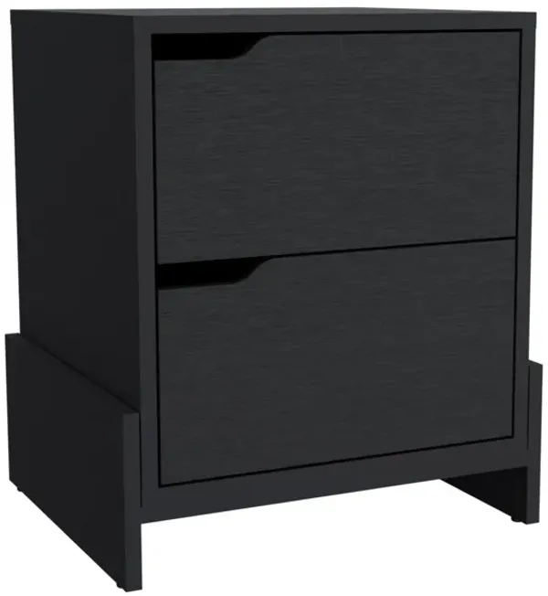 Wood-Style Nightstand with 2 Drawers – Faux Wood Bedside Table