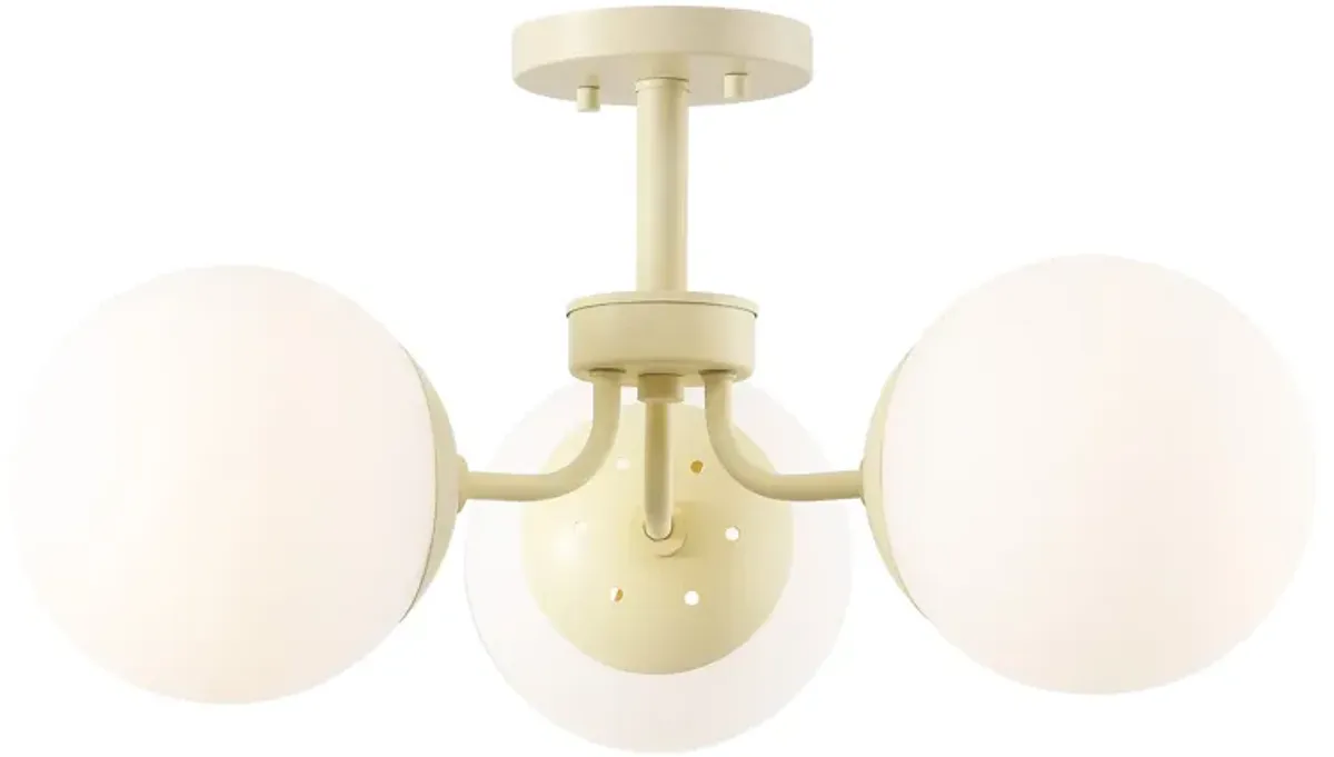 Olivier 3-Light Bohemian Farmhouse Iron/Frosted Glass LED Semi Flush Mount