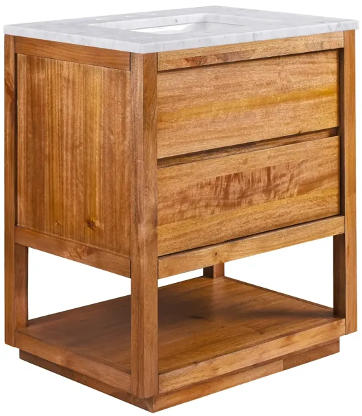 Oakman 30 In. Single Sink Carrara White Marble Countertop Bath Vanity in Mango Wood with ORB Faucet