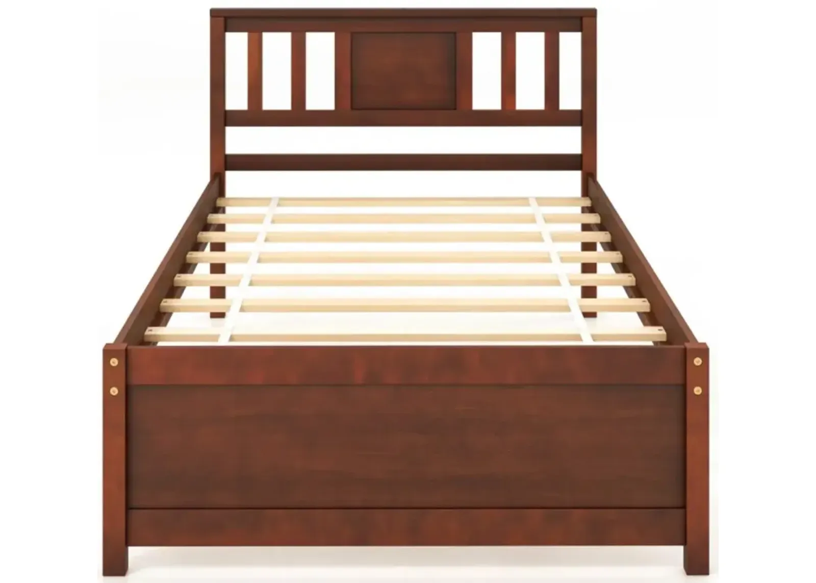 Hivvago Wooden Platform Bed with Headboard and Wood Slat Support