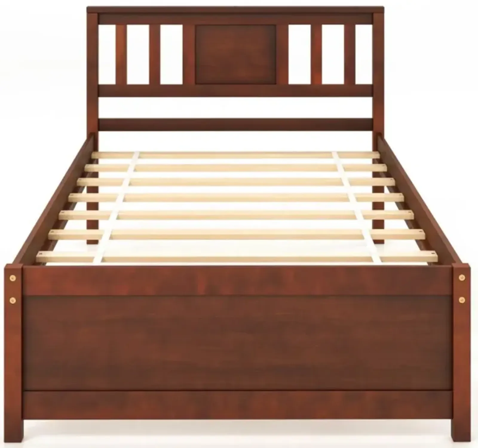 Hivvago Wooden Platform Bed with Headboard and Wood Slat Support