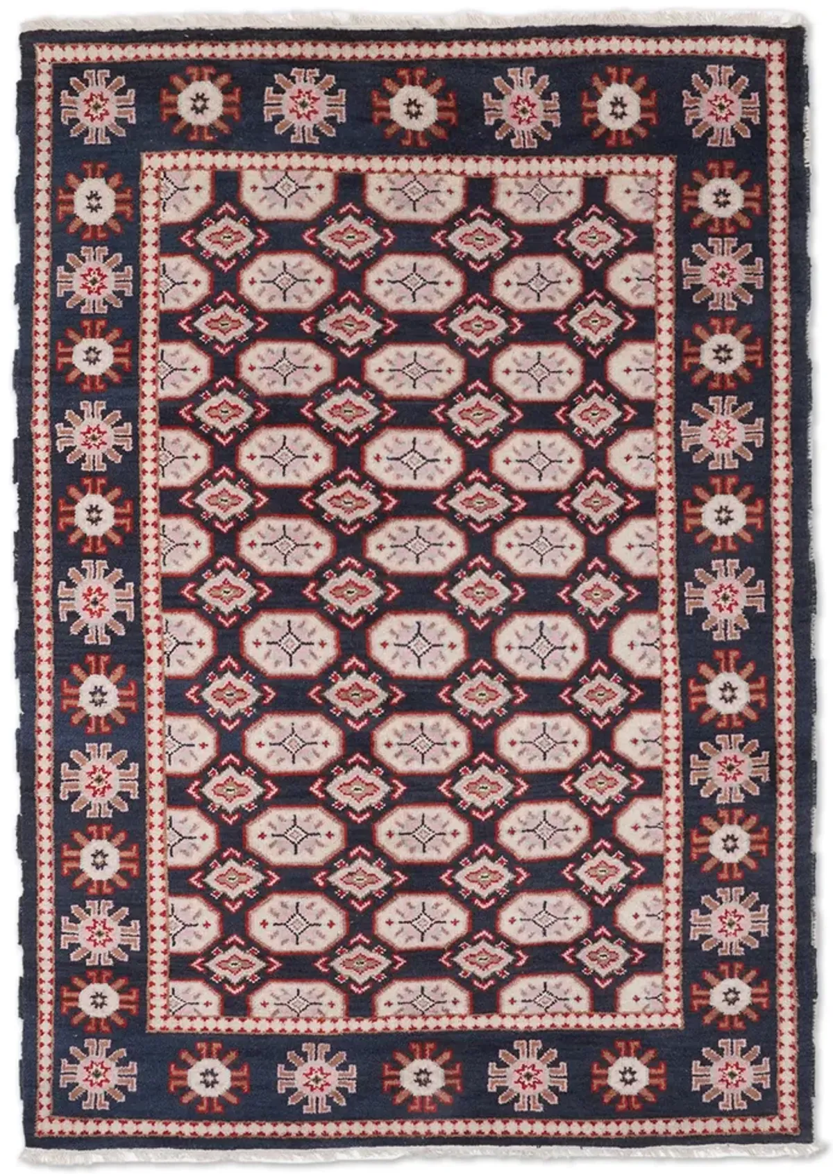 RUGSOTIC CARPETS HAND KNOTTED WOOL & SILK ECO-FRIENDLY ORIENTAL AREA RUGS  - 8'x10', Rectangle Shape, Black Color, Classic Oriental Traditional , Low Pile Handmade Area Rugs (AF0119)