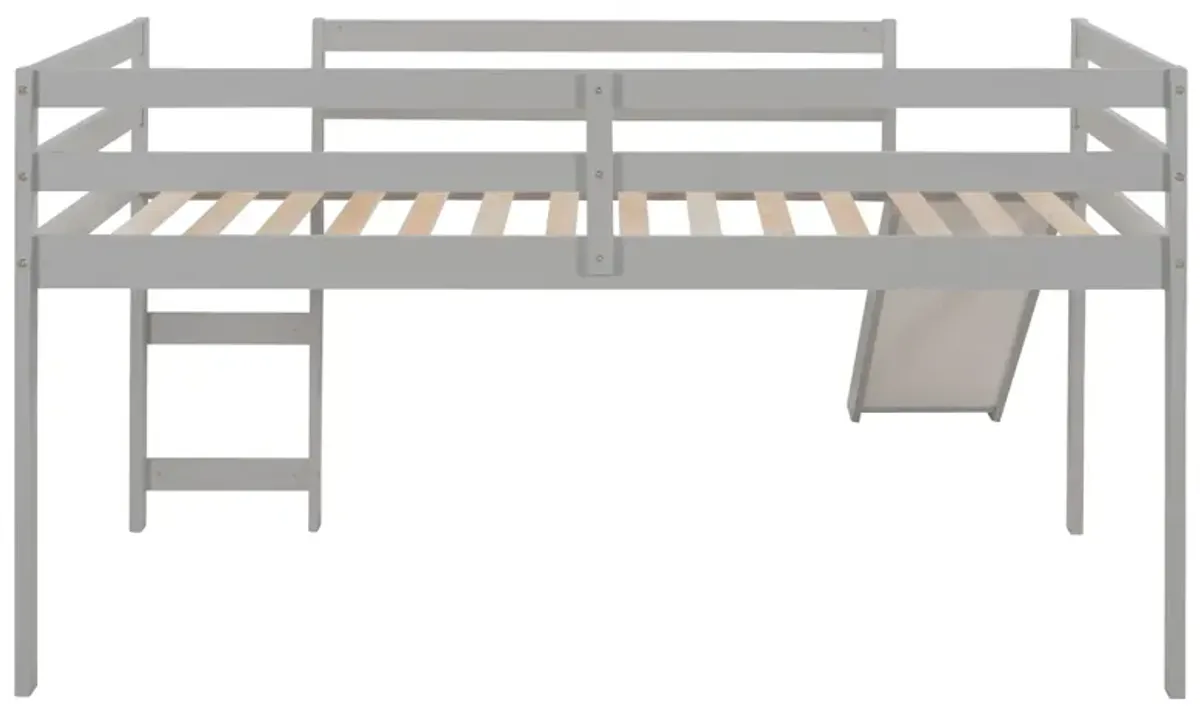 Loft Bed With Slide, Multifunctional Design, Twin