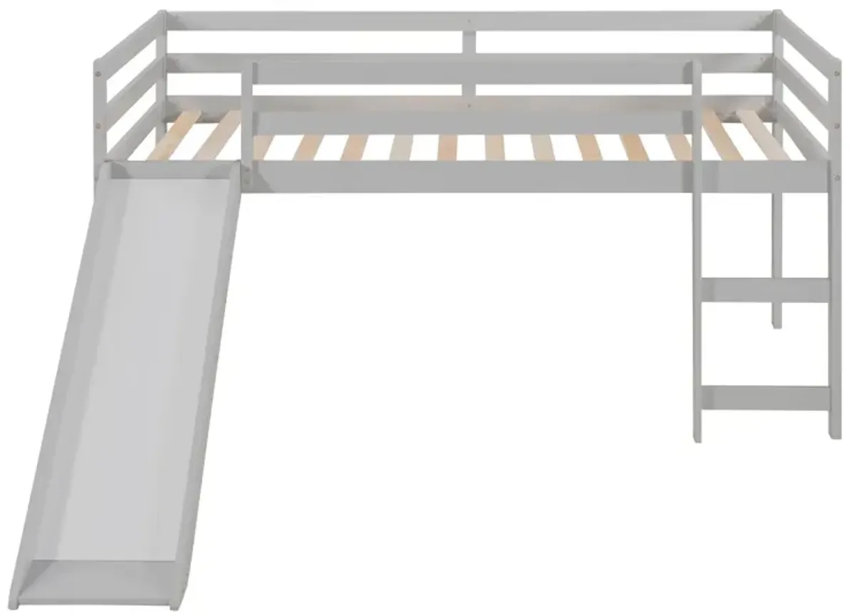 Loft Bed With Slide, Multifunctional Design, Twin