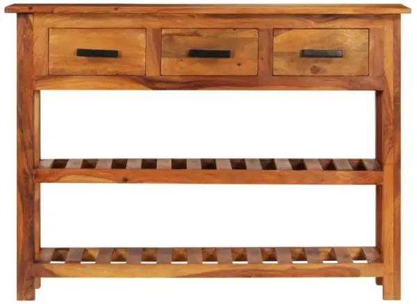 vidaXL Console with 3 Drawers 43.3"x11.8"x31.5" Solid Sheesham Wood