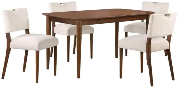 Comfort Pointe Bonito Oatmeal Velvet 5PC Dining Set in Walnut Finish