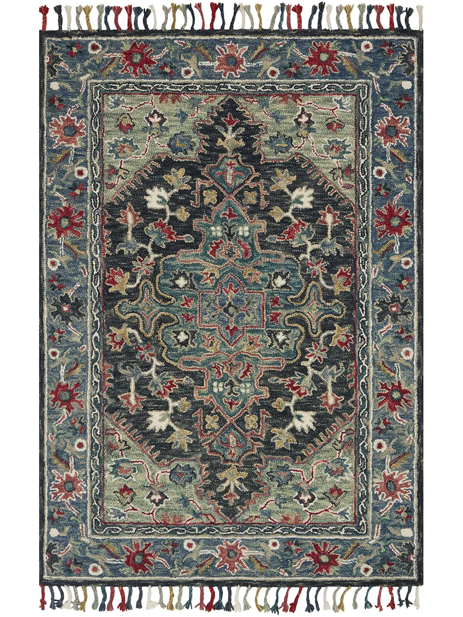 Zharah ZR05 Navy/Blue 5' x 7'6" Rug