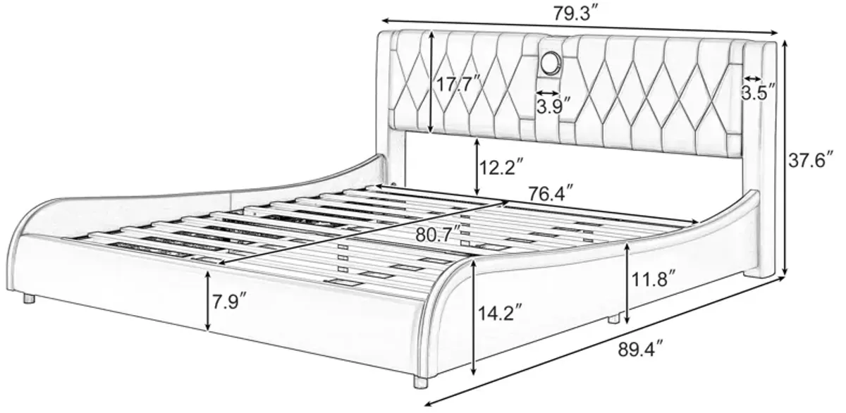 Merax Luxurious Faux Leather Platform Bed with Bluetooth Speakers