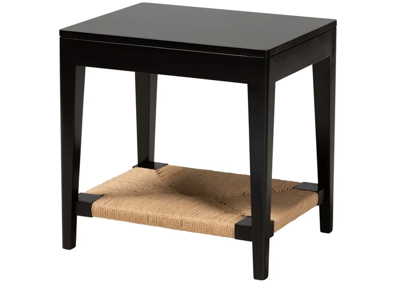 Bali & Pari Freya Modern Bohemian Black Finished Bayur Wood End Table